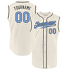 Custom Cream Light Blue-Steel Gray Authentic Sleeveless Father's Day Baseball Jersey