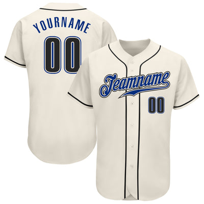 Custom Cream Black-Royal Authentic Baseball Jersey