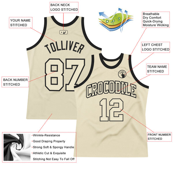 Custom Cream Cream-Black Authentic Throwback Basketball Jersey