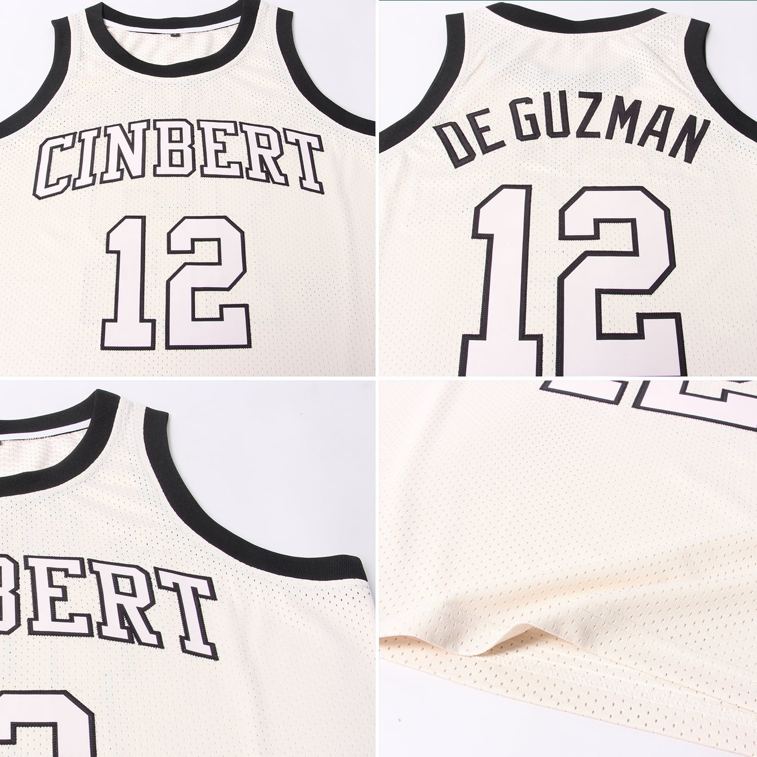 Custom Cream Cream-Black Authentic Throwback Basketball Jersey