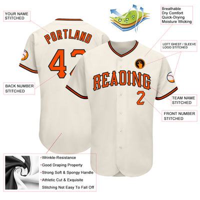 Custom Cream Orange-Black Authentic Baseball Jersey