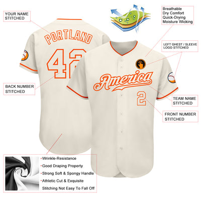 Custom Cream Cream-Orange Authentic Baseball Jersey