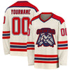 Custom Cream Red-Navy Hockey Jersey