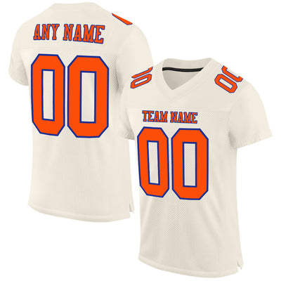 Custom Cream Orange-Royal Mesh Authentic Football Jersey