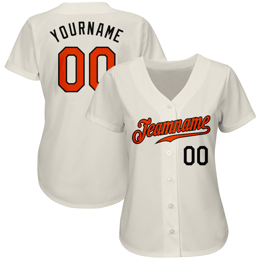 Custom Cream Orange-Black Authentic Baseball Jersey