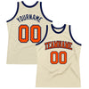 Custom Cream Orange-Navy Authentic Throwback Basketball Jersey