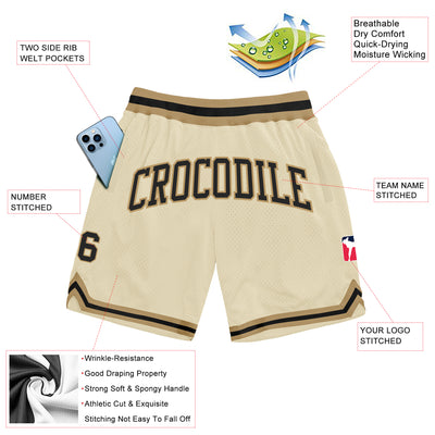 Custom Cream Black-Old Gold Authentic Throwback Basketball Shorts