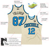 Custom Cream Blue-Black Authentic Throwback Basketball Jersey