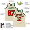 Custom Cream Red-Green Authentic Throwback Basketball Jersey