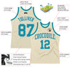 Custom Cream Teal-Gray Authentic Throwback Basketball Jersey