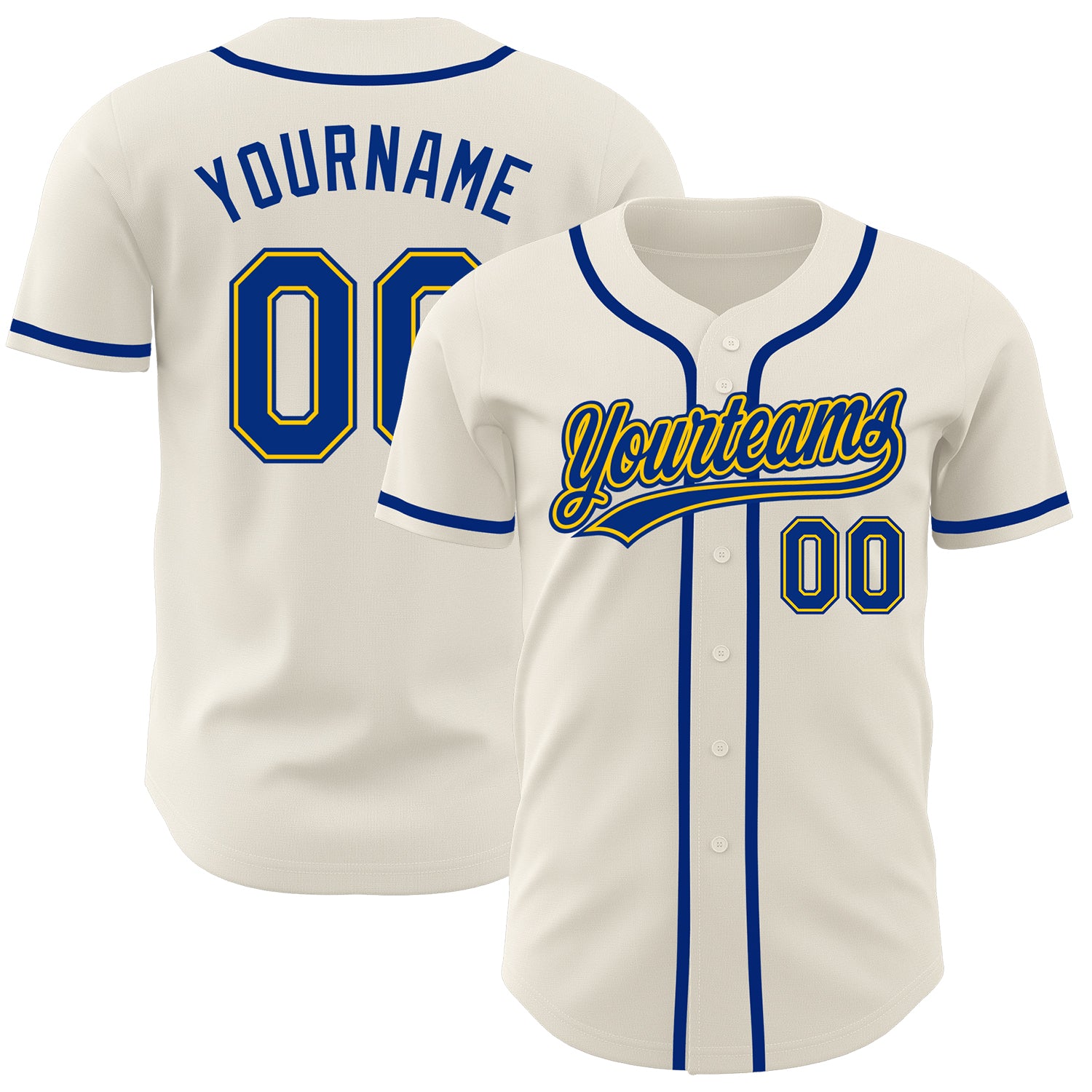 Custom Cream Royal-Gold Authentic Baseball Jersey