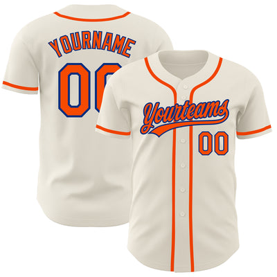 Custom Cream Orange-Royal Authentic Baseball Jersey