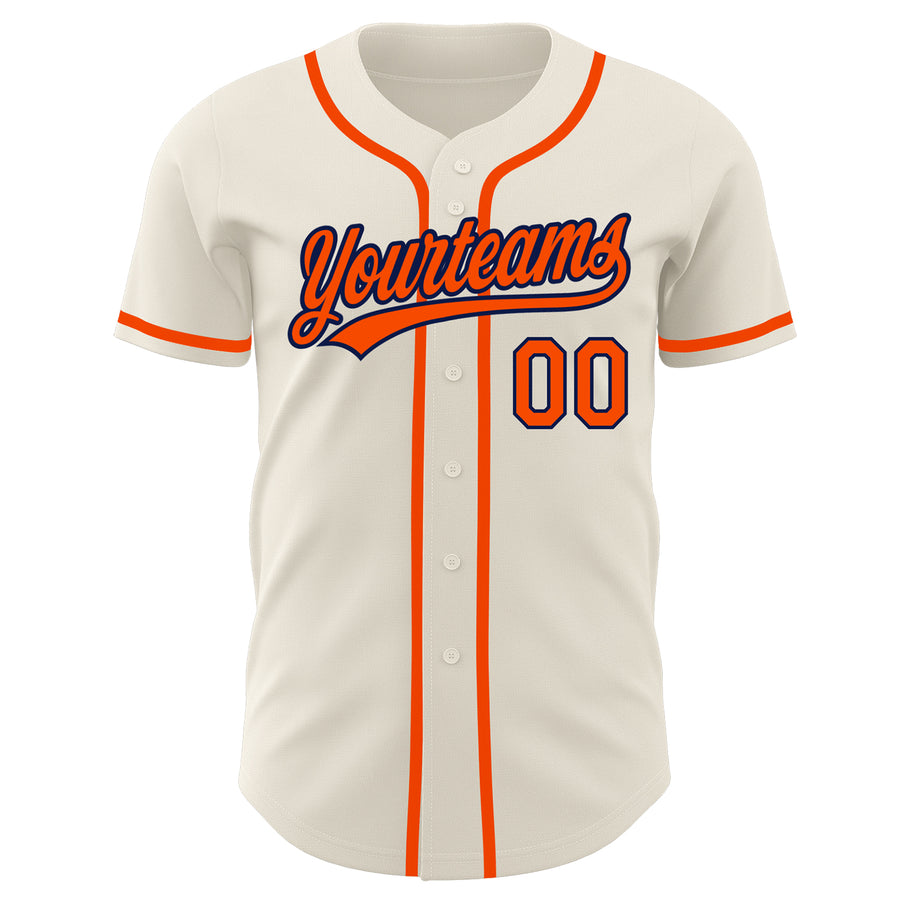 Custom Cream Orange-Navy Authentic Baseball Jersey