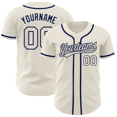 Custom Cream Cream-Navy Authentic Baseball Jersey