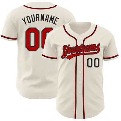 Custom Cream Red-Black Authentic Baseball Jersey