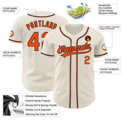 Custom Cream Orange-Black Authentic Baseball Jersey