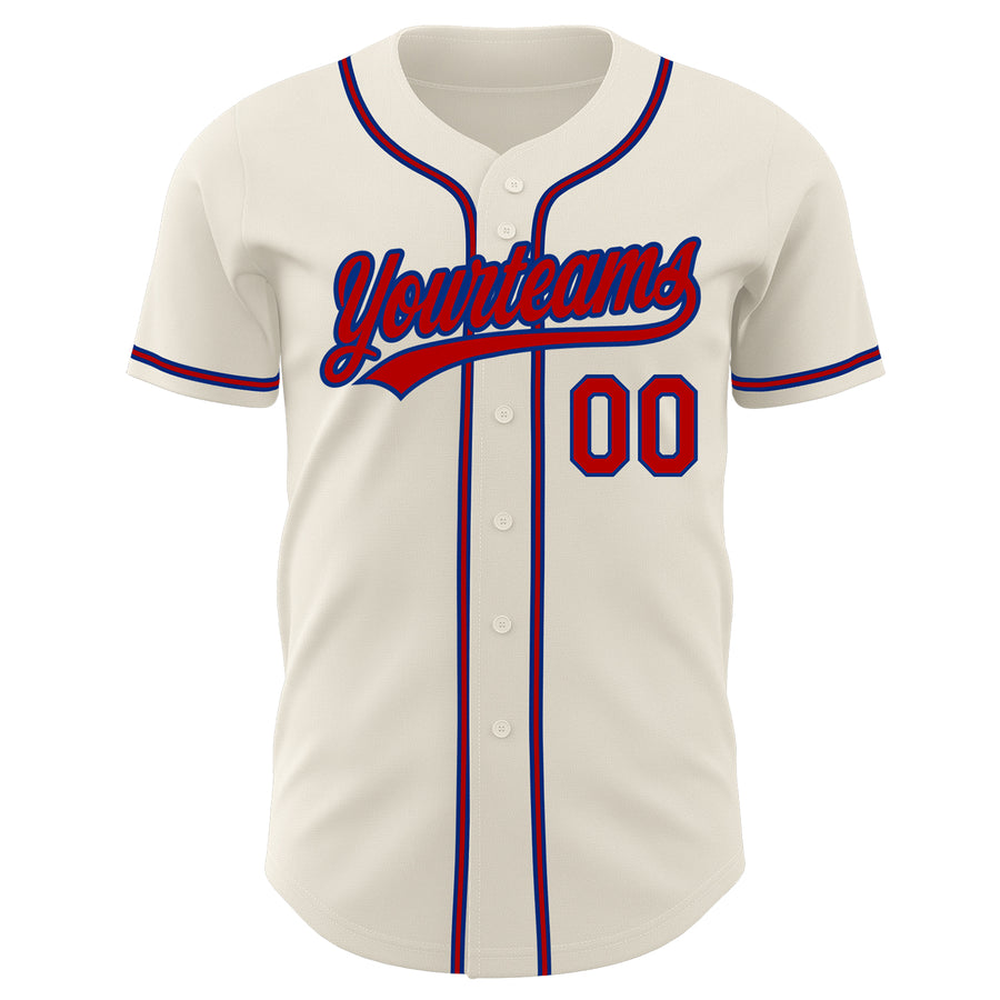 Custom Cream Red-Royal Authentic Baseball Jersey