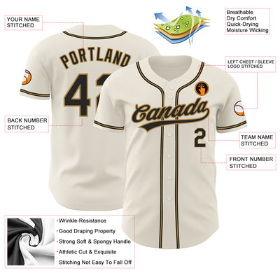 Custom Cream Black-Old Gold Authentic Baseball Jersey