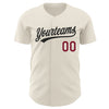 Custom Cream Crimson-Black Authentic Baseball Jersey