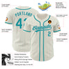 Custom Cream Teal Pinstripe Teal-Gray Authentic Baseball Jersey