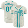 Custom Cream Teal Pinstripe Teal-Gray Authentic Baseball Jersey