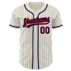 Custom Cream Navy Pinstripe Navy-Red Authentic Baseball Jersey