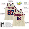 Custom Cream Navy Pinstripe Navy-Red Authentic Basketball Jersey