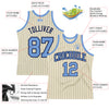 Custom Cream Navy Pinstripe Light Blue Authentic Basketball Jersey