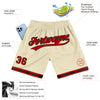 Custom Cream Red-Black Authentic Throwback Basketball Shorts