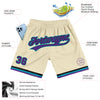 Custom Cream Purple Black-Teal Authentic Throwback Basketball Shorts