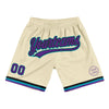 Custom Cream Purple Black-Teal Authentic Throwback Basketball Shorts