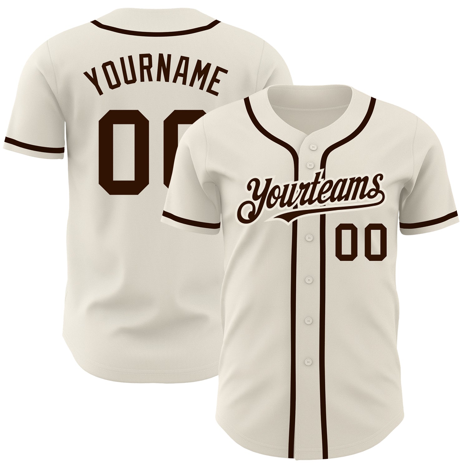 Custom Cream Baseball Jersey Brown Authentic - FansIdea