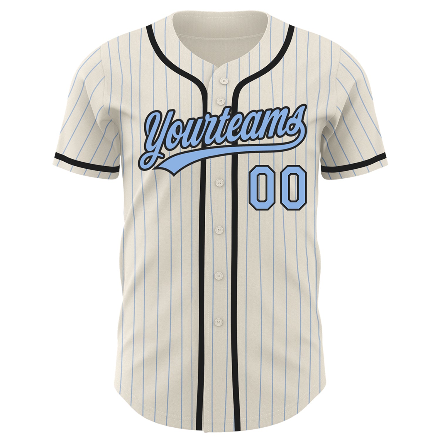 Custom Cream Navy Pinstripe Light Blue Authentic Baseball Jersey