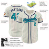 Custom Cream Teal Pinstripe Navy Authentic Baseball Jersey