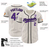 Custom Cream Purple Pinstripe Black Authentic Baseball Jersey