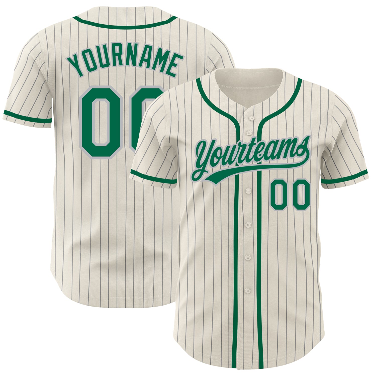Custom Green White Strip White-Gold Authentic Baseball Jersey Discount -  FansIdea