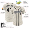 Custom Cream Gray Pinstripe Black Authentic Baseball Jersey