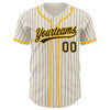 Custom Cream Black Pinstripe Gold Authentic Baseball Jersey