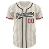 Custom Cream Black Pinstripe Crimson Authentic Baseball Jersey