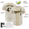 Custom Cream Black Pinstripe Old Gold Authentic Baseball Jersey