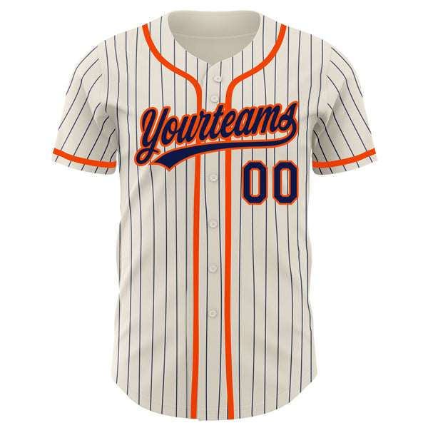 Custom Cream Navy-Orange Authentic Baseball Jersey Discount