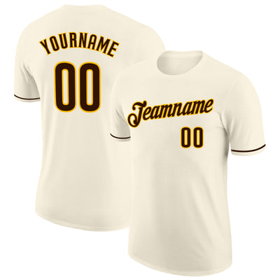 Custom Cream Brown-Gold Performance T-Shirt