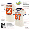 Custom Cream Orange-Navy Mesh Authentic Football Jersey