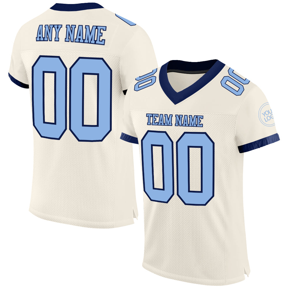 Custom Navy Football Jersey Cream-Red Mesh Authentic - FansIdea