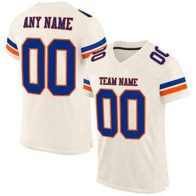 Custom Cream Royal-Orange Mesh Authentic Football Jersey