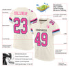 Custom Cream Pink Black-Light Blue Mesh Authentic Football Jersey