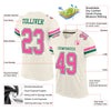 Custom Cream Pink-Kelly Green Mesh Authentic Football Jersey