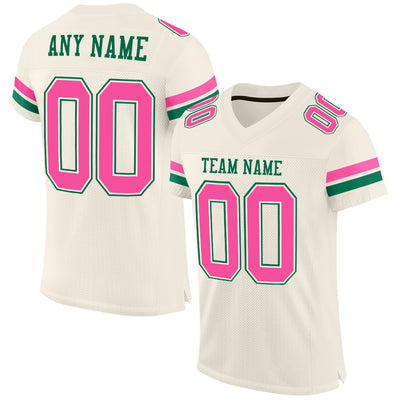 Custom Green White-Red Mesh Authentic Football Jersey