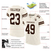 Custom Cream Brown Mesh Authentic Football Jersey