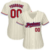 Custom Cream Black Pinstripe Red-Royal Authentic Baseball Jersey